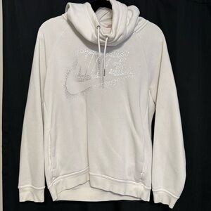 Nike Cowl Neck White and Silver Sweatshirt Womens Medium